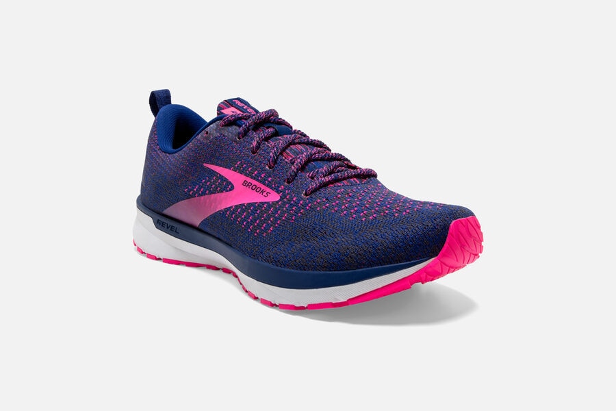 Brooks Revel 4 Road Running Shoes Womens Blue/Pink 652841-CLE